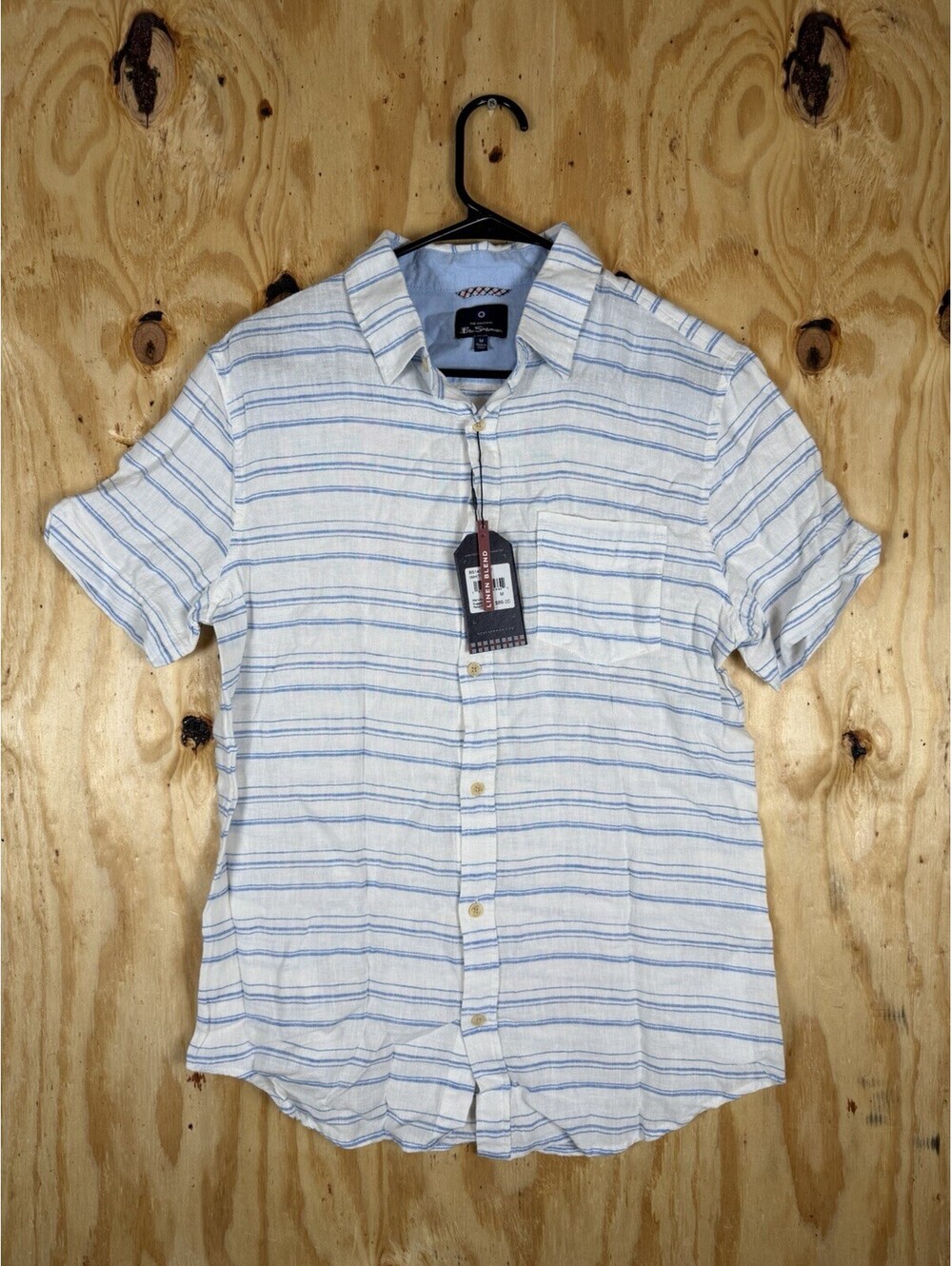 Ben Sherman Linen Blend Mens Medium Short Sleeve Shirt - Brand New - $89 MSRP